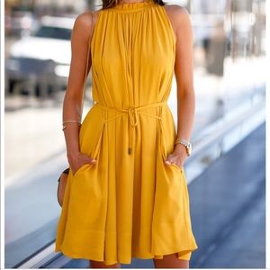 Mustard pleated dress